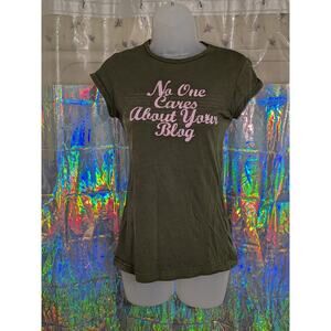 VTG Y2K freedom by next era Dark Green Scene Kid Novelty Graphic BabyDoll Tee XS